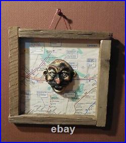 Assemblage Found Art Objects New York City Subway Map Vintage Bottle Opener