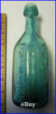 Attic Whittled Southwick & Tupper New York NY City Iron Pontil Sided Soda Bottle