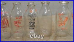 Ayers Dairy Penn Yan NY crate & 8 Oakdale milk bottles Jamestown collectible D4