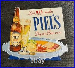 B Rare Piel's Beer Foil Over Cardboard Sign Bottle Label Cork Cap Brooklyn Ny