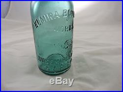 Beer Bottle Elmira Bottling Works, Elmira. N. Y. Deep Blue Aqua Color