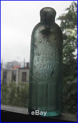BOVE & COGLIANESE CATSKILL NEW YORK antique green glass bottle 8oz soda 1850's
