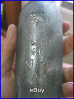 BOVE & COGLIANESE CATSKILL NEW YORK antique green glass bottle 8oz soda 1850's