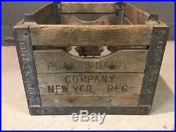 Beakes Dairy Co New York Milk Bottle Crate Wood Metal Industrial Vintage Rare