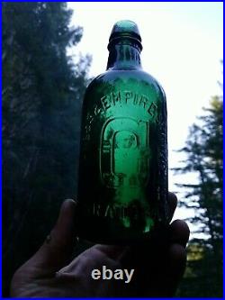 Beautiful Antique Deep Green New York Mineral Water Bottle! Clean Old Soda Bottle