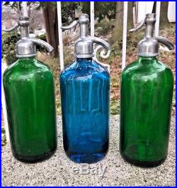 Beautiful Trio Colorful From Stamford Conn, Ny, Bronx Antique Seltzer Bottles