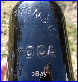 Blackglass G. W. Weston & Co Quart Saratoga Mineral Water Bottle Saratoga, Ny