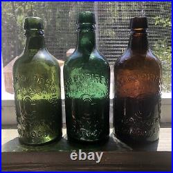 Blown Bottle SARATOGA NY HOTCHKISS CONGRESS Springs Crude Yellow Green 1860s