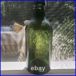 Blown Bottle SARATOGA NY HOTCHKISS CONGRESS Springs Crude Yellow Green 1860s