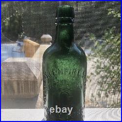 Blown Bottle SARATOGA NY HOTCHKISS CONGRESS Springs Deep Forest Green 1860s