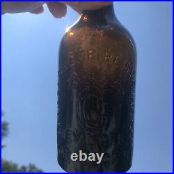 Blown Bottle SARATOGA NY HOTCHKISS CONGRESS Springs Nice Crude Amber 1860s