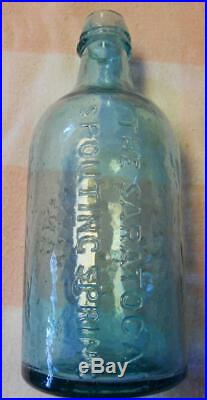 Blue Aqua Pint Geyser Spouting Saratoga State of NY Mineral Spring Water Bottle