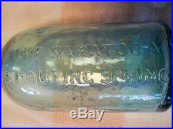 Blue Aqua Pint Geyser Spouting Saratoga State of NY Mineral Spring Water Bottle