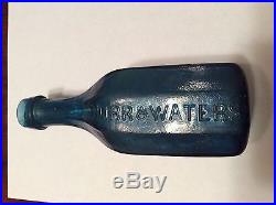 Burr & Waters Cobalt Blue Mineral Water Bottle Iron Pontil Buffalo N. Y