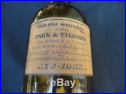 C. 1880 Park & Tilford New York Old Rye Whiskey Antique Bottle