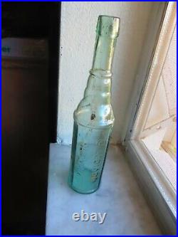 C. Lediard New York, Antique 1800's Applied Top Blue Glass Soda, Beer, Water Medicin