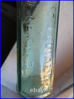 C. Lediard New York, Antique 1800's Applied Top Blue Glass Soda, Beer, Water Medicin