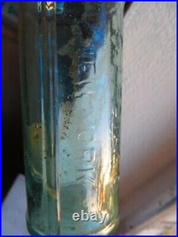 C. Lediard New York, Antique 1800's Applied Top Blue Glass Soda, Beer, Water Medicin