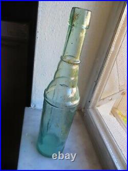 C. Lediard New York, Antique 1800's Applied Top Blue Glass Soda, Beer, Water Medicin