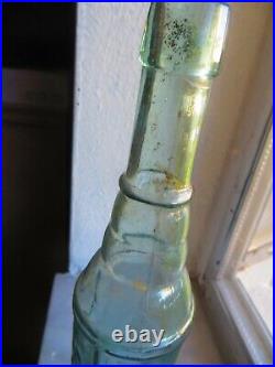 C. Lediard New York, Antique 1800's Applied Top Blue Glass Soda, Beer, Water Medicin