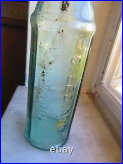 C. Lediard New York, Antique 1800's Applied Top Blue Glass Soda, Beer, Water Medicin