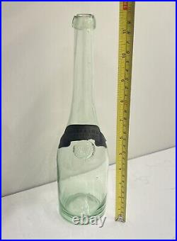 C1890s Lorenz Reich New York, N. Y. Aqua Blown Glass Applied Lip Wine Bottle