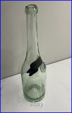 C1890s Lorenz Reich New York, N. Y. Aqua Blown Glass Applied Lip Wine Bottle