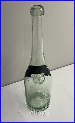 C1890s Lorenz Reich New York, N. Y. Aqua Blown Glass Applied Lip Wine Bottle