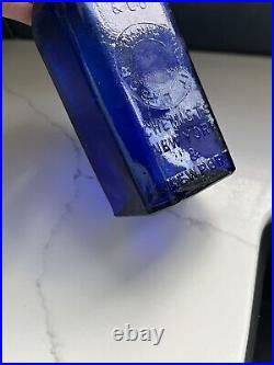 CASWELL MACK & CO CHEMIST NEW YORK & NEW PORT Cobalt Blue Bottle