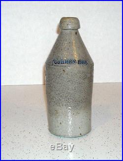 CURREN BRO. Early Salt Glazed Stoneware Bottle Root Beer Ginger New York NY