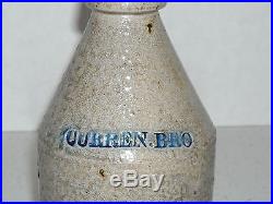 CURREN BRO. Early Salt Glazed Stoneware Bottle Root Beer Ginger New York NY