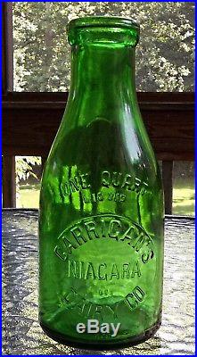 Carrigan's Niagara Dairy Co. Niagara Falls N. Y. Emb. Quart Emerald Green Milk