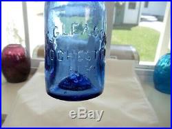 Circa 1850's Blue F. G. Gleason Pontil Blob Top Soda Water Bottle Rochester, Ny