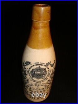 Circa 1880s Hinckel Brewing Old Jug Lager Ceramic Bottle, Albany, NY Version 2