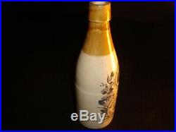 Circa 1880s Hinckel Ceramic Krug Beer Bottle, Albany, New York