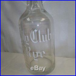 City Club Rye Buffalo NY Antique Clear Glass Whiskey Bottle