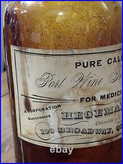Civil War era 1859 Medicine bottle. Orig. Label Calif. Port Wine HAGEMAN& SON NY