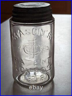 Clear CFJ Rev/Clyde 1858 Straight Sided Pint Mason Fruit Jar
