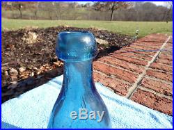 Cobalt Blue BLOB TOP SODA Bottle LANCASTER X GLASS WORKS NY. IRON PONTIL