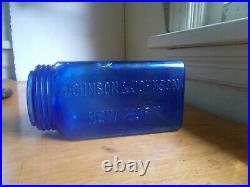 Cobalt Blue Johnson & Johnson New York Rare Quart Medical Gauze Fruit Jar No LID