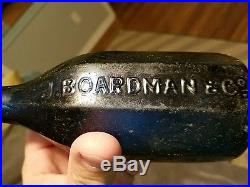 Cobalt iron pontil Mineral water J Boardman soda new york bottle 8 sided panels