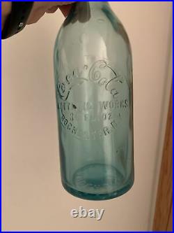 Coca Cola 30oz Script Logo, Light Blue Rochester, NY Bottle