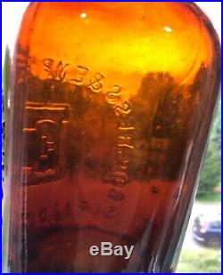 Congress & Empire Spring Bottle, Saratoga, NY, Scarce Amber Stoddard Glass Works