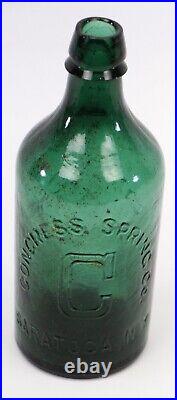 Congress Spring Co Saratoga NY Congress Water Emerald Glass Bottle Antique