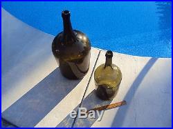 Crude Antique Olive 21 Glass Bottle with Iron Pontil Mark Demijohn Watertown NY