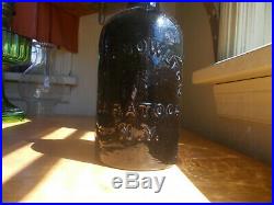 D. A. KNOWLTON SARATOGA N. Y. DEEP GREEN 1860s QUART MINERAL WATER BOTTLE WHITTLED