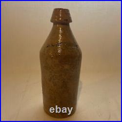 D W DeFreest Antique Salt Stoneware Quart Bottle Troy, NY Cobalt- With Cobalt R