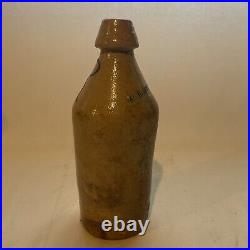 D W DeFreest Antique Salt Stoneware Quart Bottle Troy, NY Cobalt- With Cobalt R