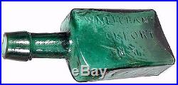 Deep Teal Green Open Pontil G. W. Merchant Lockport N. Y. Antique Bottle Crude