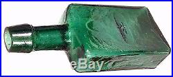 Deep Teal Green Open Pontil G. W. Merchant Lockport N. Y. Antique Bottle Crude